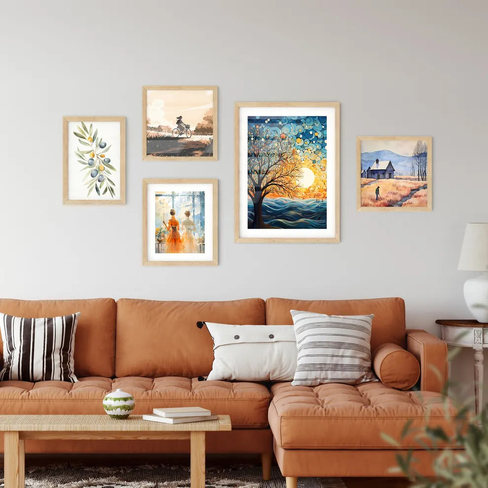 Background Of 5 Trees And Blue Sky - A Tree Wall Art