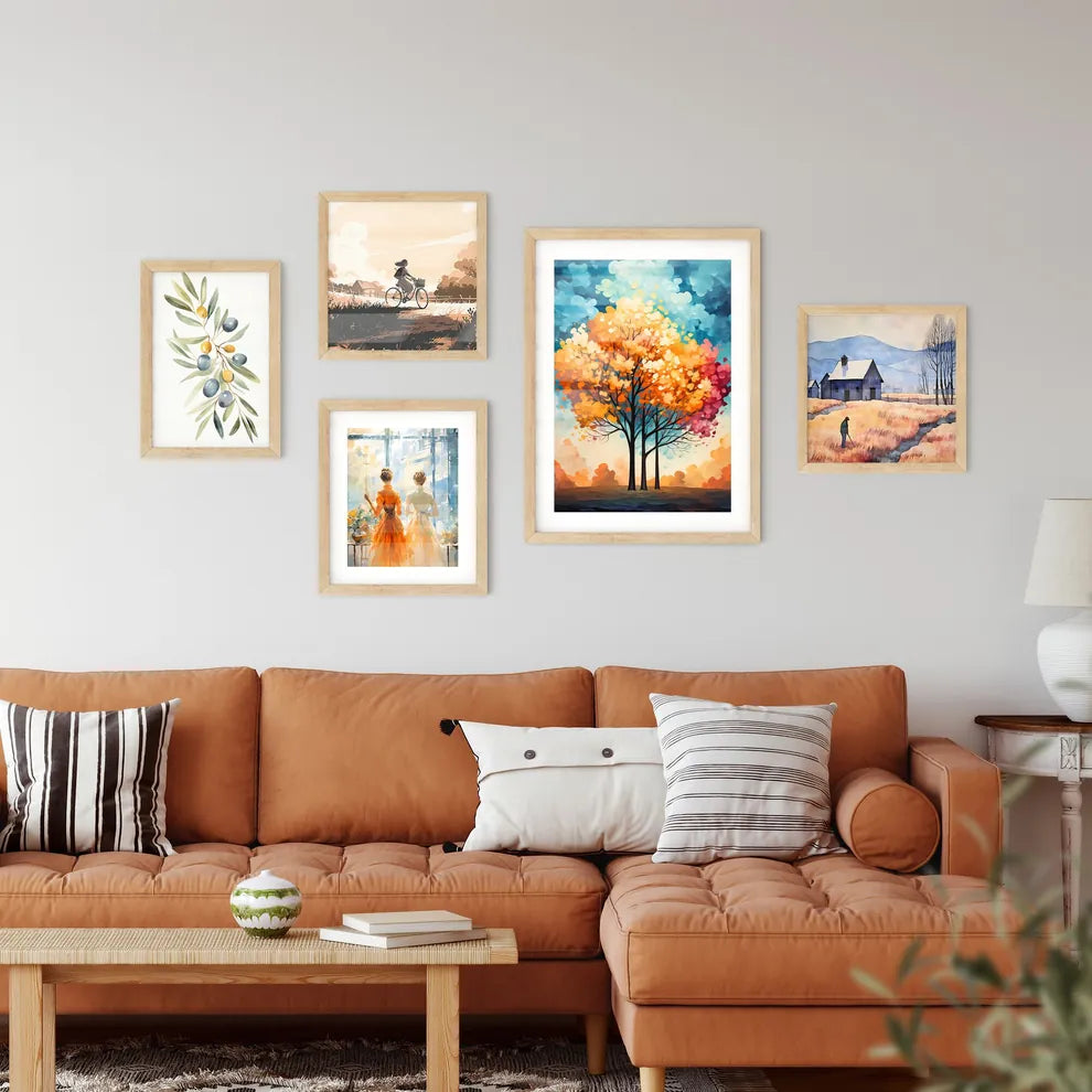 Background Of 5 Trees And Blue Sky - A Paint Wall Art
