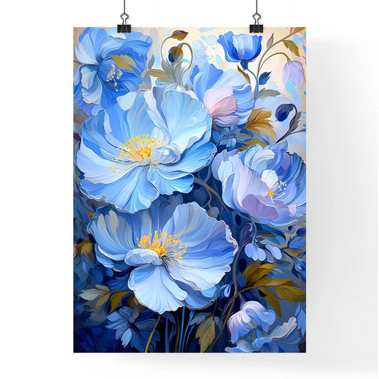Blue Flowers For Window Curtain Or Fabric - Poster