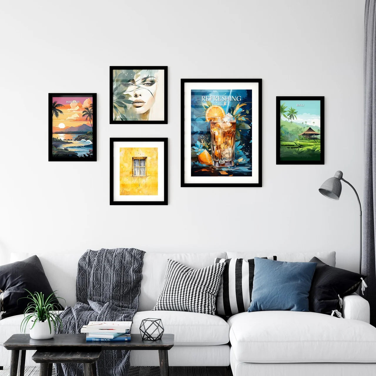 Blue Hawaii Drink - A Glass Of Ice Tea With Wall Art
