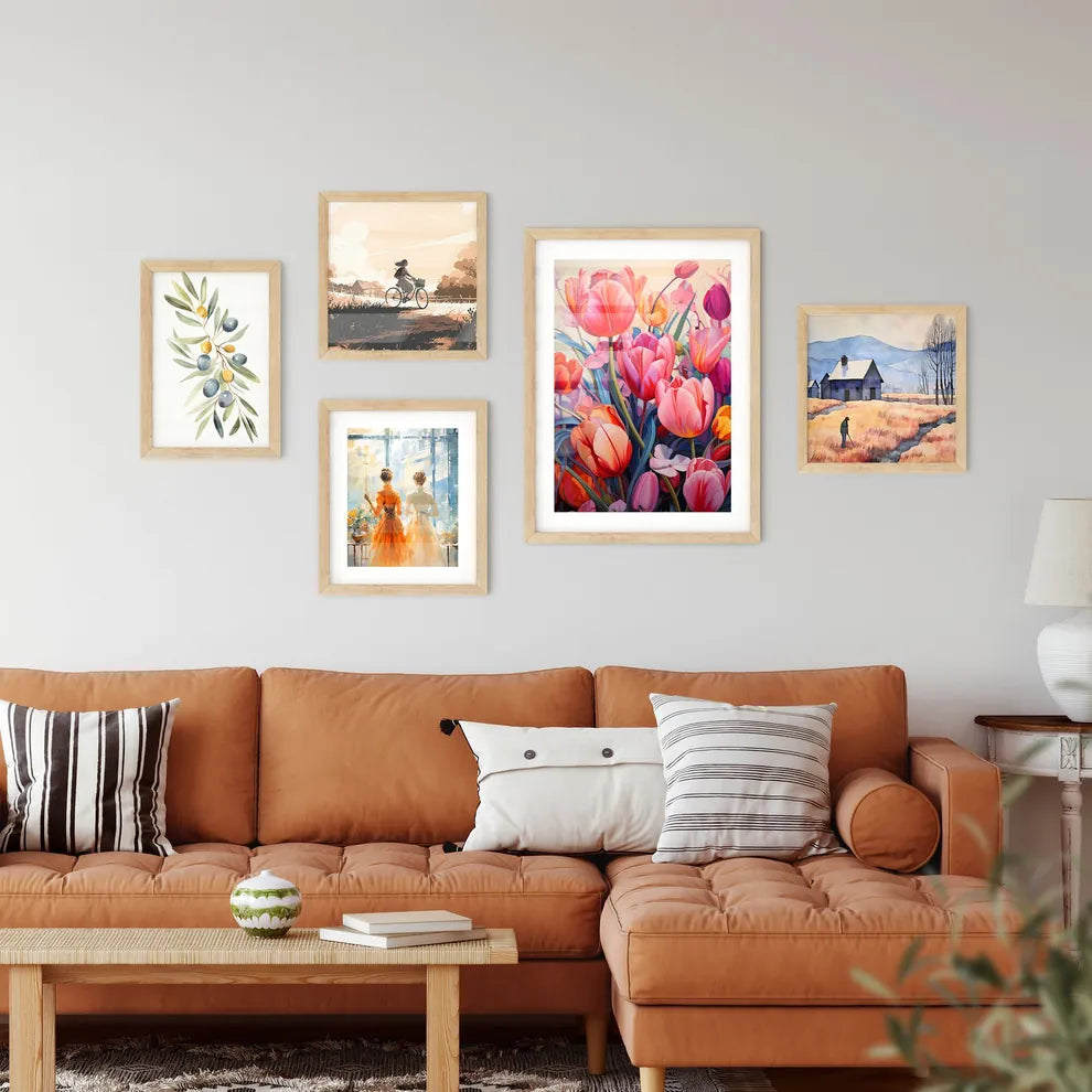 Close-Up Of Lots Of Pink Tulips - A Group Of Wall Art