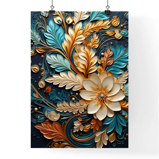 Decorative Floral Swirls Vintage Gold - A Co Poster