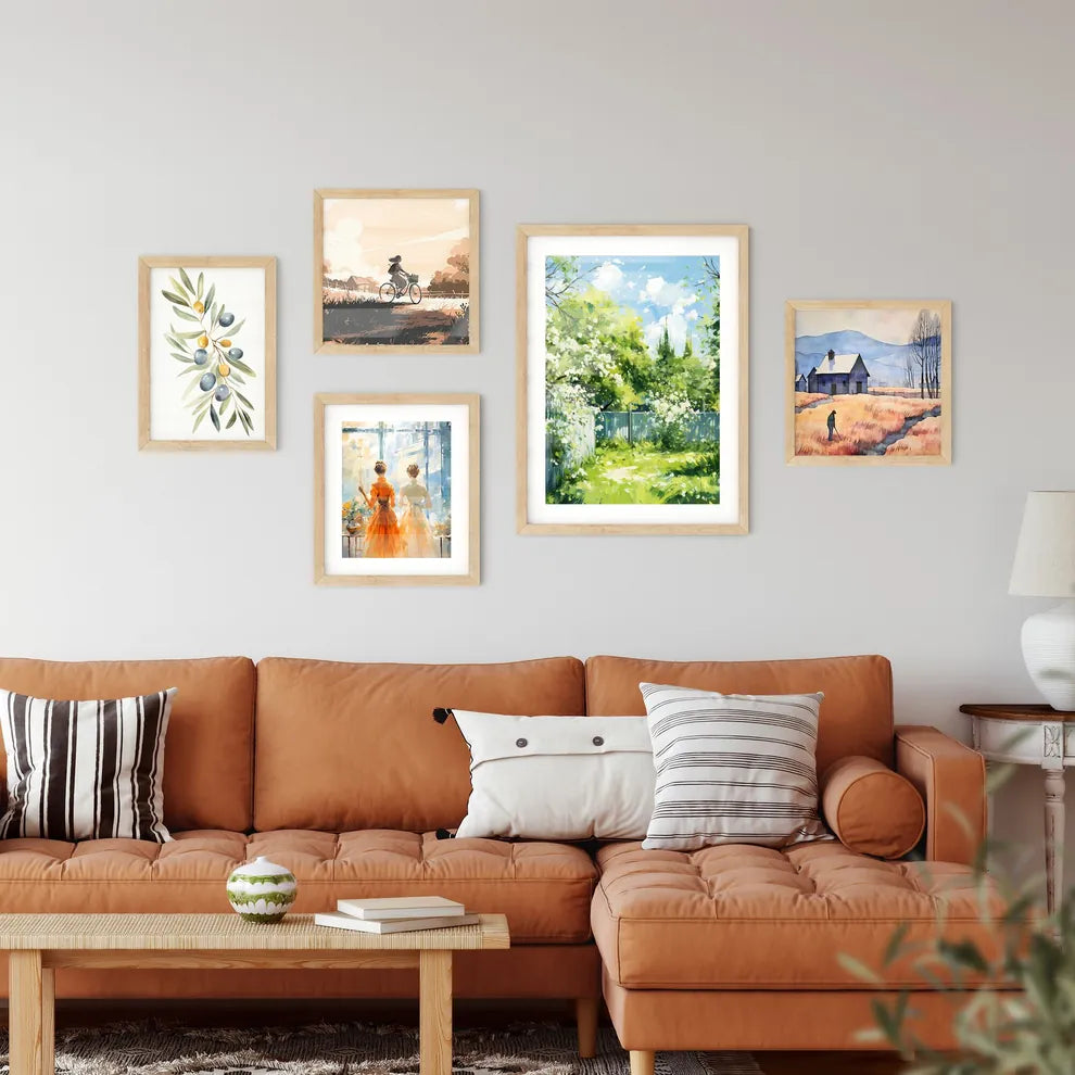 Green Large Fenced Backyard With Lawn Trees Wall Art