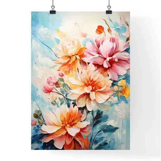 Grunge Style Colorful Flowers Border Backgro Poster
