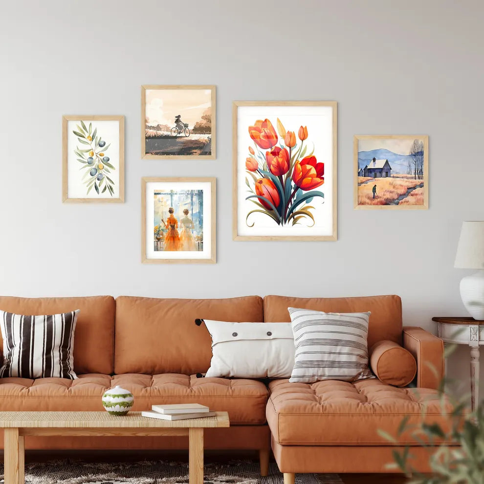 Isolated Red Tulips - A Bouquet Of Wall Art