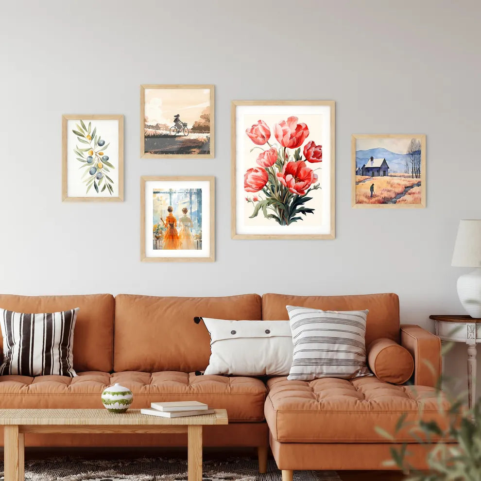 Isolated Red Tulips - A Bouquet Of Wall Art