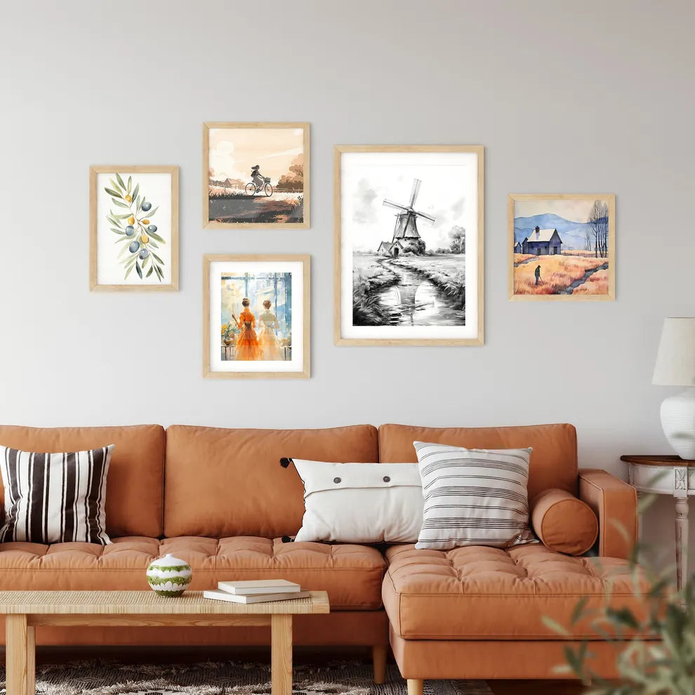 Landscape With Windmill Black And White - A Windmill In A Field Interior Design