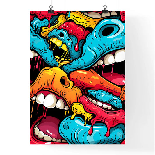 Mouth Pop Art Seamless Pattern - A Group Of Poster