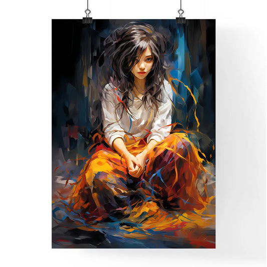 The Girl Sitting On A Floor Poster