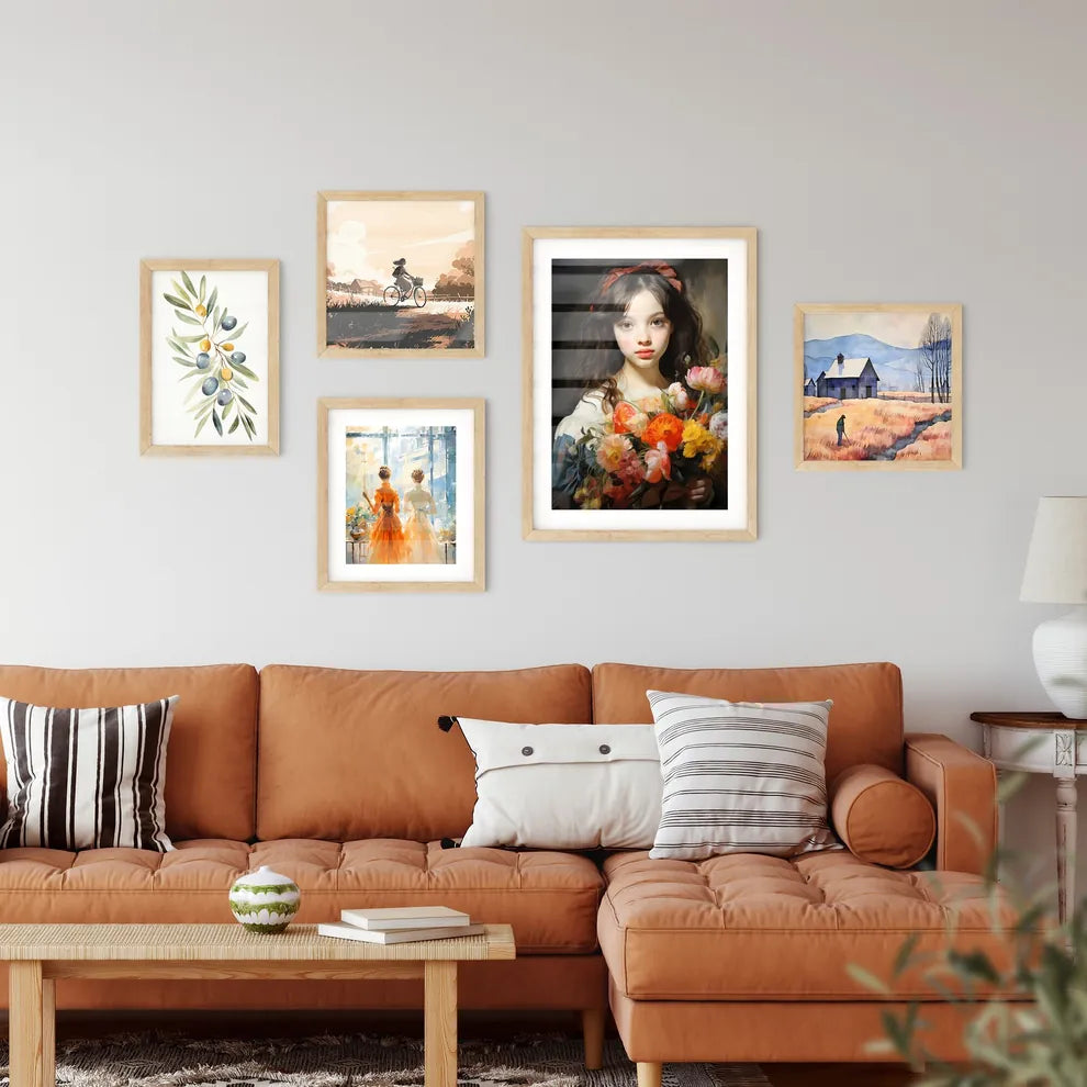 The Young Girl With A Bouquet Of Flowers - A Wall Art