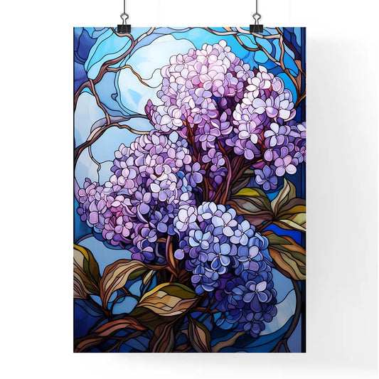 Vibrant Stained Glass Lilac Flower Elegance Poster