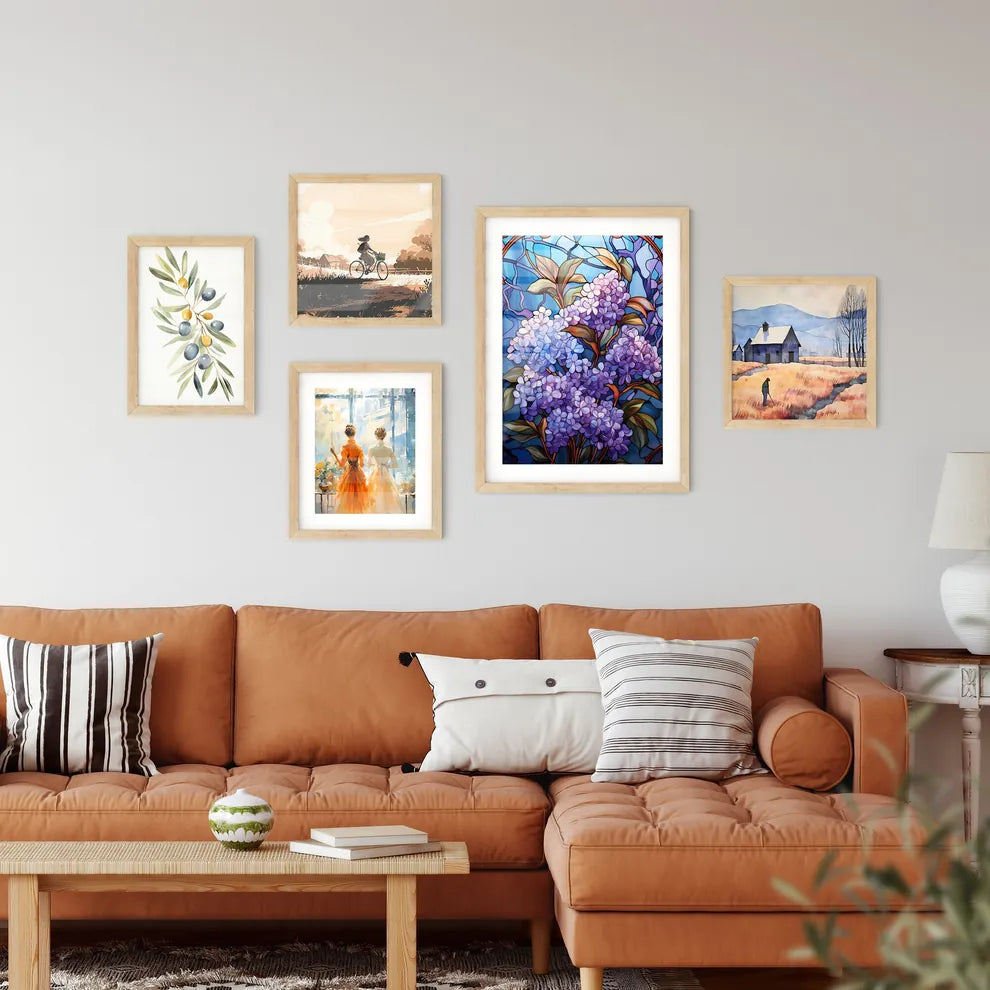 Vibrant Stained Glass Lilac Flower Elegance Wall Art