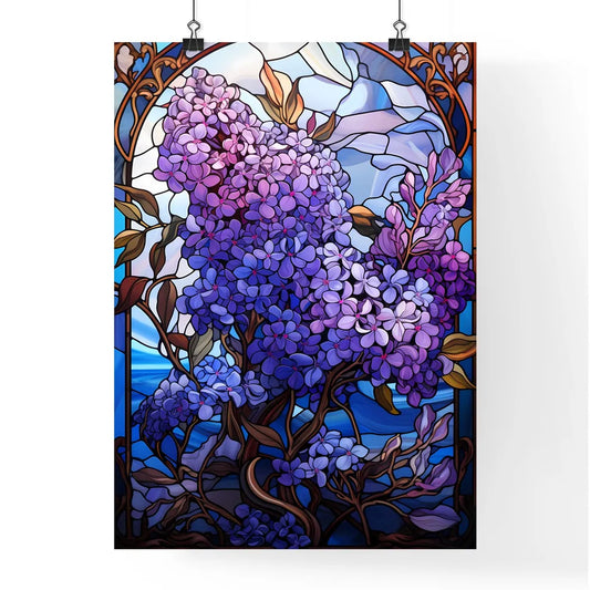 Vibrant Stained Glass Lilac Flower Elegance Poster