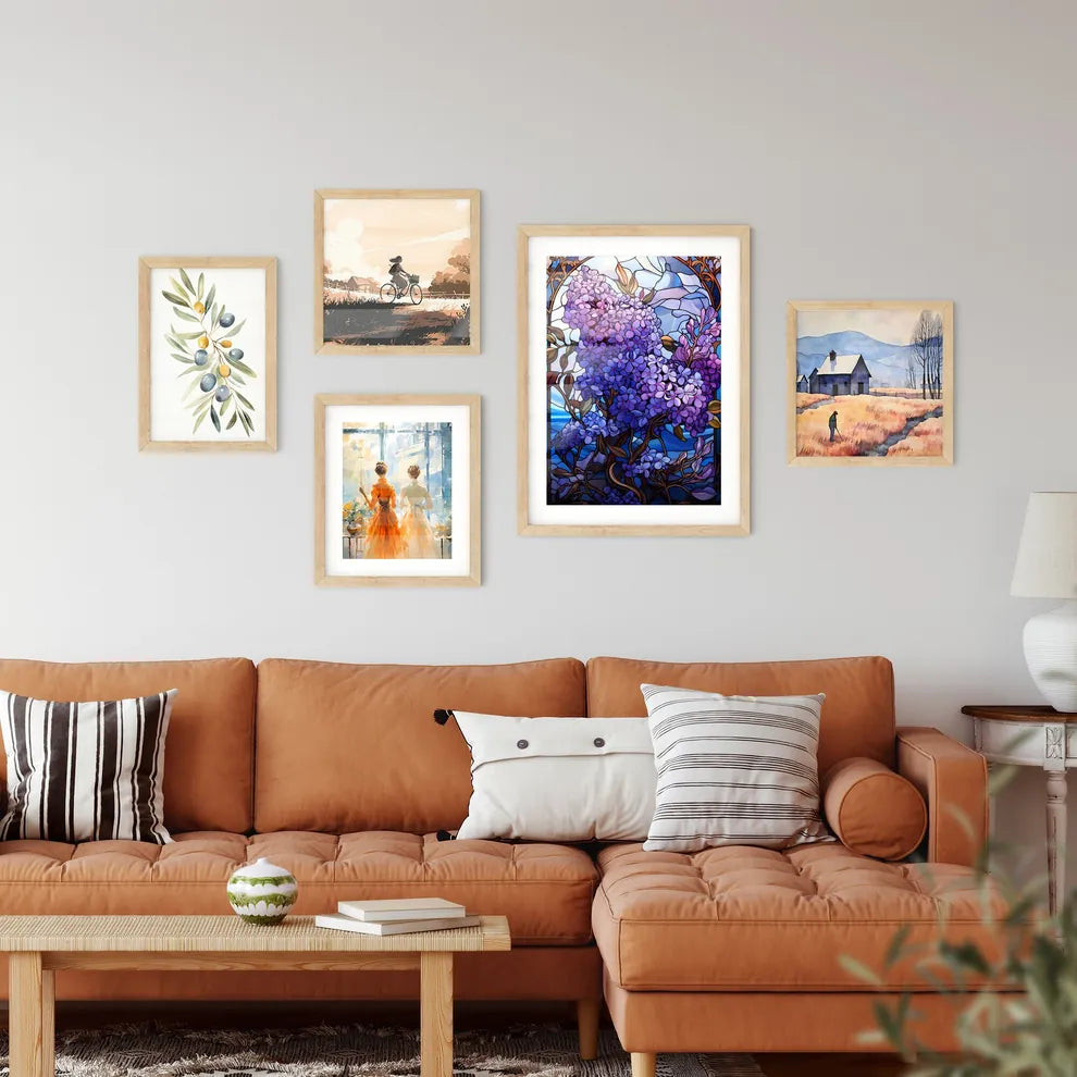 Vibrant Stained Glass Lilac Flower Elegance Wall Art