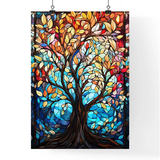 Vibrant Stained Glass Tree - A Stained Gl Poster