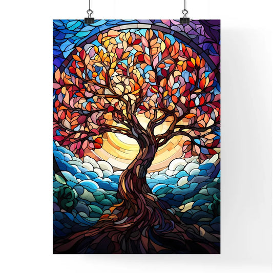 Vibrant Stained Glass Tree - A Stained Gl Poster