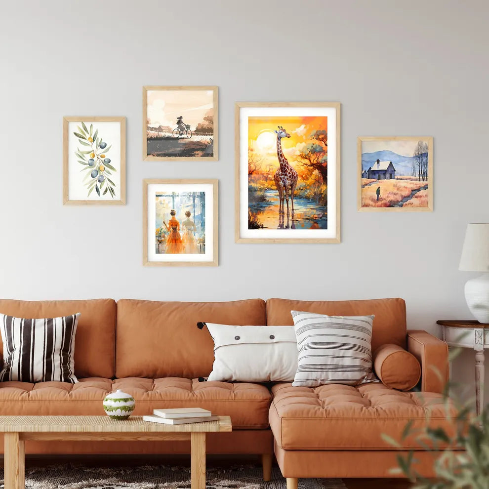 Wild Giraffe Drinking Etosha Namibia Art Print