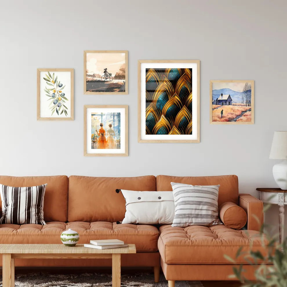 Dotted Geometric Ornament In Art Deco Style Wall Art