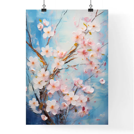 Hello Spring Background With Cherry Blossoms Poster