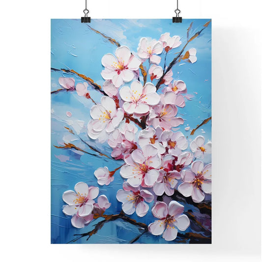Hello Spring Background With Cherry Blossoms Poster