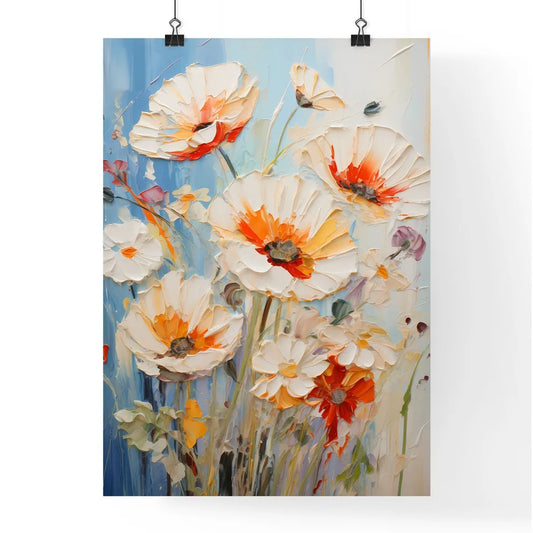 Oil Painting Poppy Dandelion Daisy Flowers I Poster