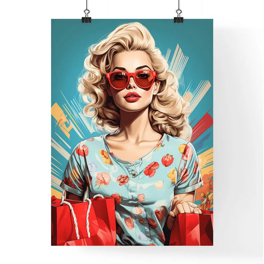 Pop Art Blond Women With Shopping Bags In Th Poster