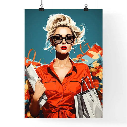 Pop Art Blond Women With Shopping Bags In Th Poster