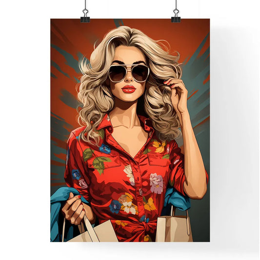 Pop Art Blond Women With Shopping Bags In Th Poster