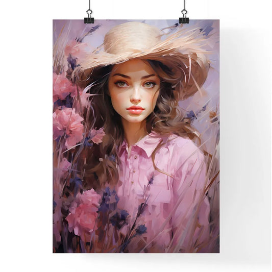 Pink Lavender In Autumn - A Woman In A Poster