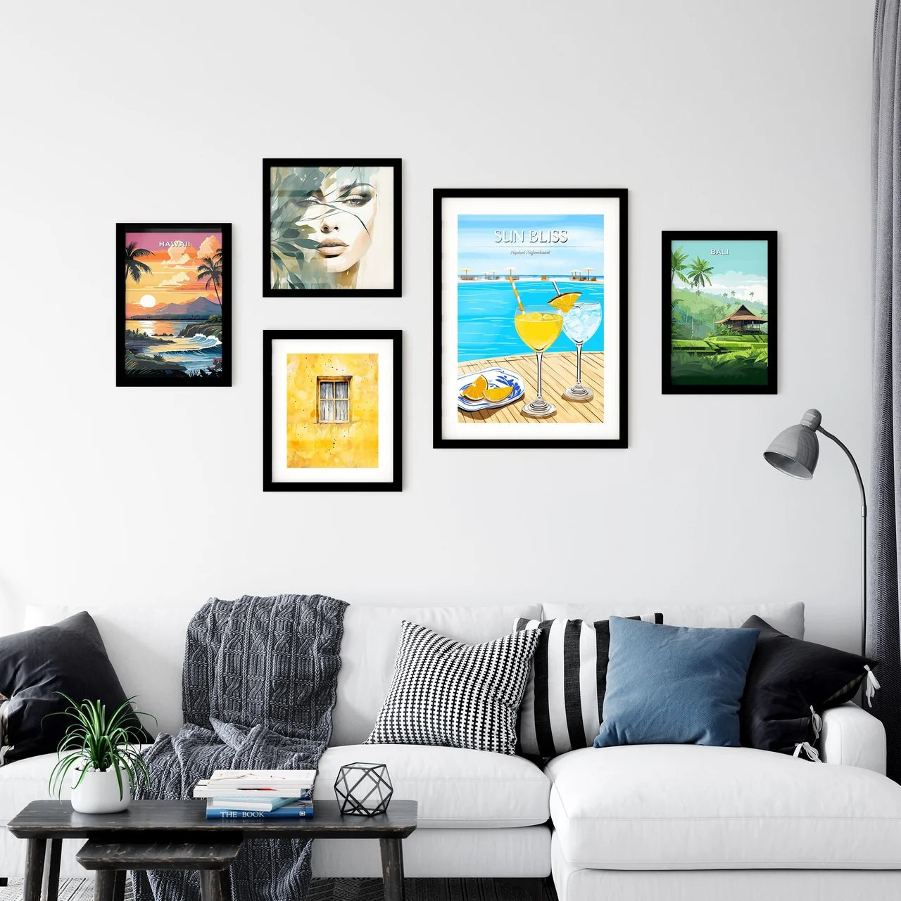 Beach Holidays With Two Cocktails Near Swimm Wall Art
