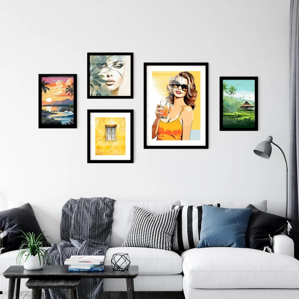 Coconut Fresh Cocktail Beach Woman Drinking Wall Art