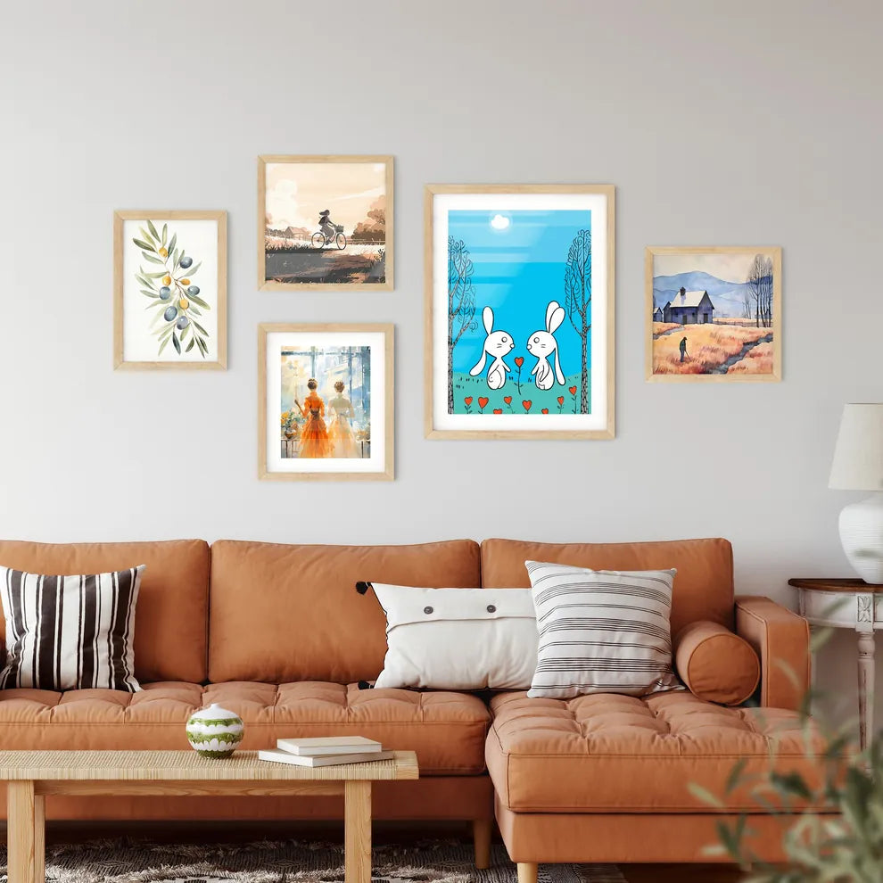 Cute Cute Bunnies In Love Art Print