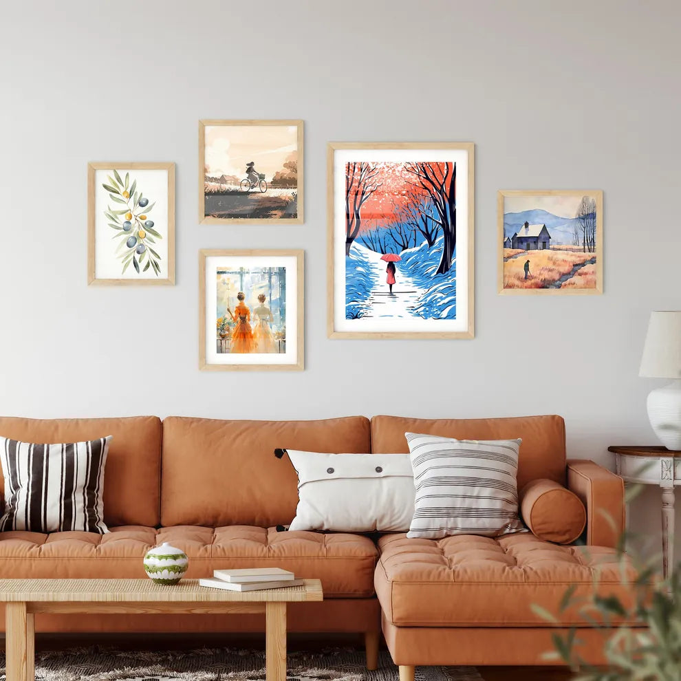 Girl With Umbrella Walking On The Path - A W Wall Art