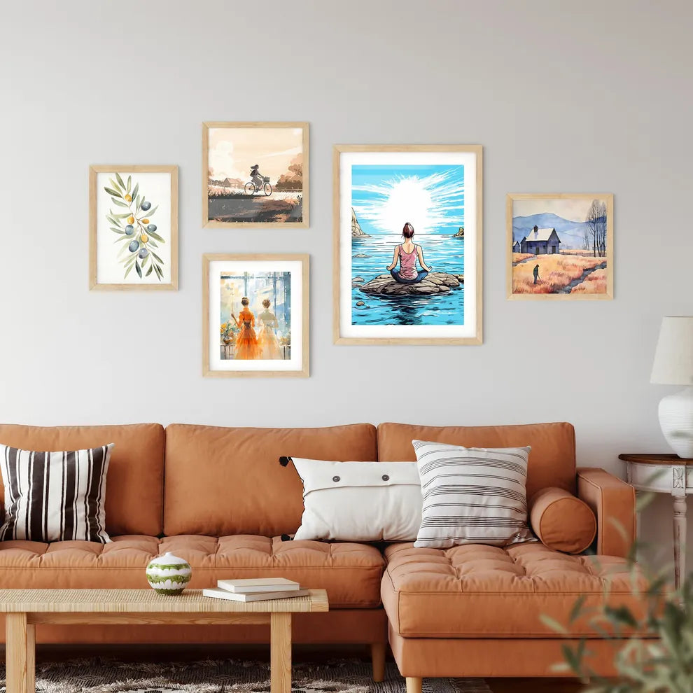 Meditation At The Aegean Sea - A Woman Sitt Wall Art