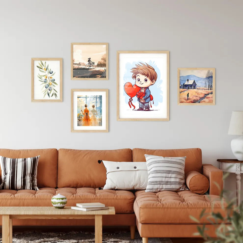 Valentines Day Greeting Card With A Cute Lit Wall Art