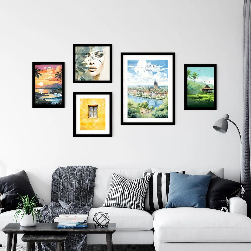 Duisburg Germany Skyline - A Watercolor Of A City With A River And Trees - Customizable Travel Gift Default Title