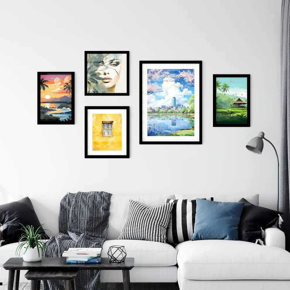 Greensboro North Carolina Skyline - A Cityscape With Trees And A Lake - Customizable Travel Gift Default Title