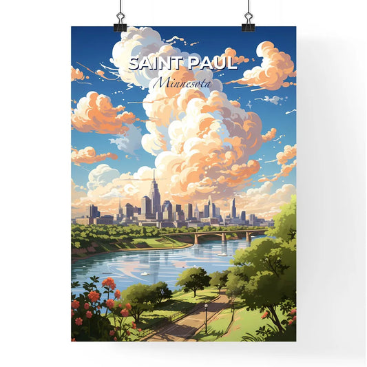 Saint Paul Minnesota Skyline - A River With Poster