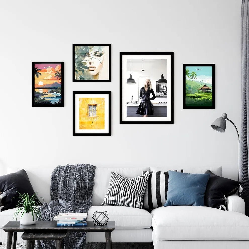 A Poster of leather goddess in a tres chic k Wall Art