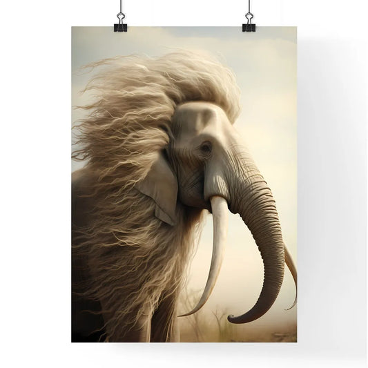 A Poster of An elephant covered with long slender hair Poster