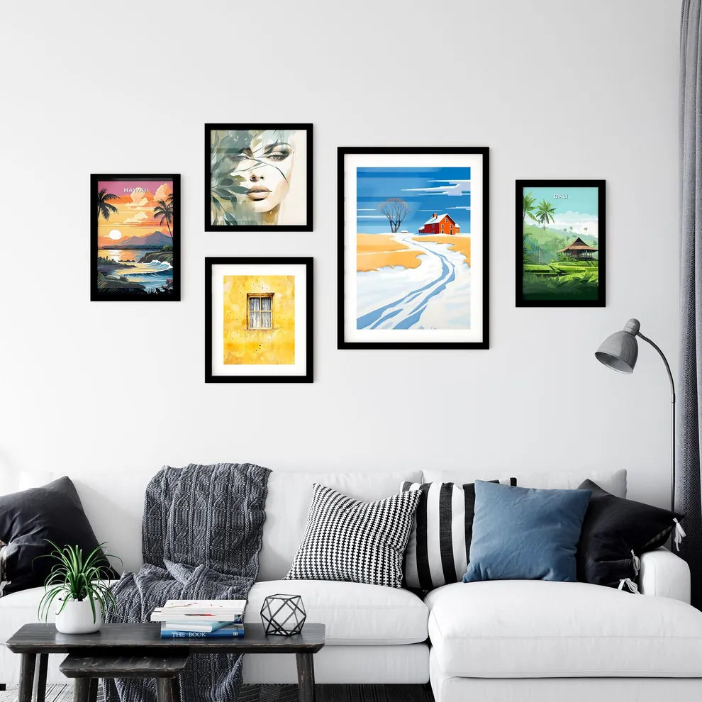 A Poster of prairie farmhouse buried in snow - A Snow Covered Road Leading To A House Interior Design