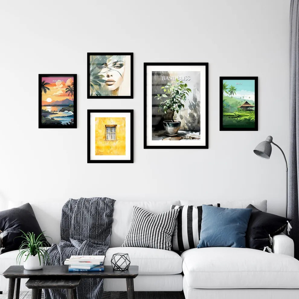 A Poster of drawing of basil plant - A Plant Wall Art