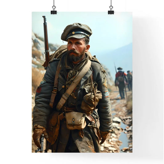 A Poster of soldier carrying rifle - A Man I Poster