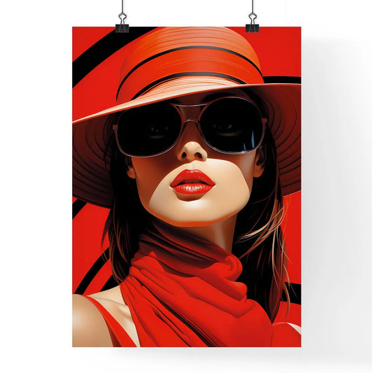 A Poster of a woman wearing a black and red Poster