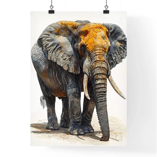 A Poster of Detailed sketch of a curious African Elephant Poster