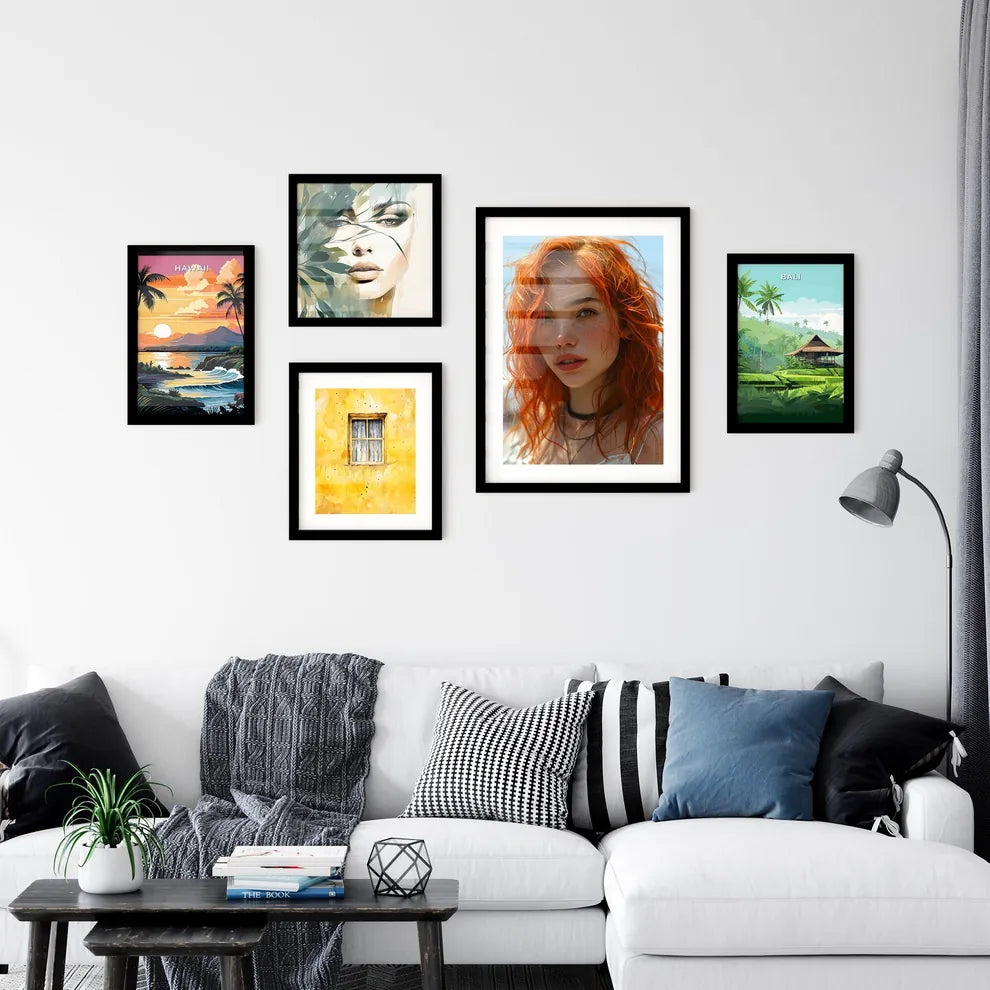A Poster of a painting of a woman with orang Wall Art