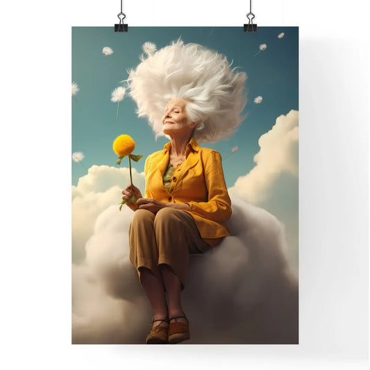 A Poster of an old woman with a dandelion - Poster