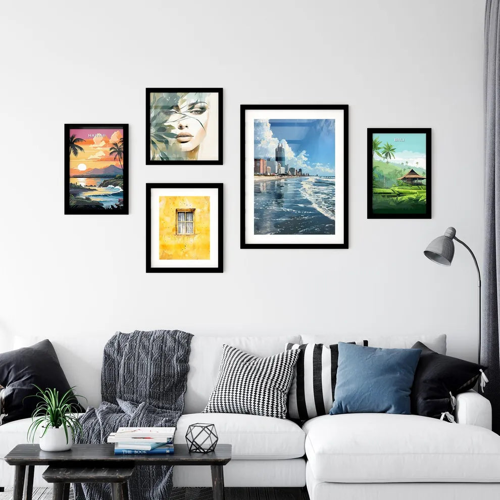 A Poster of Virginia Beach Virginia Art Sketch - A Beach With A City And Water Interior Design