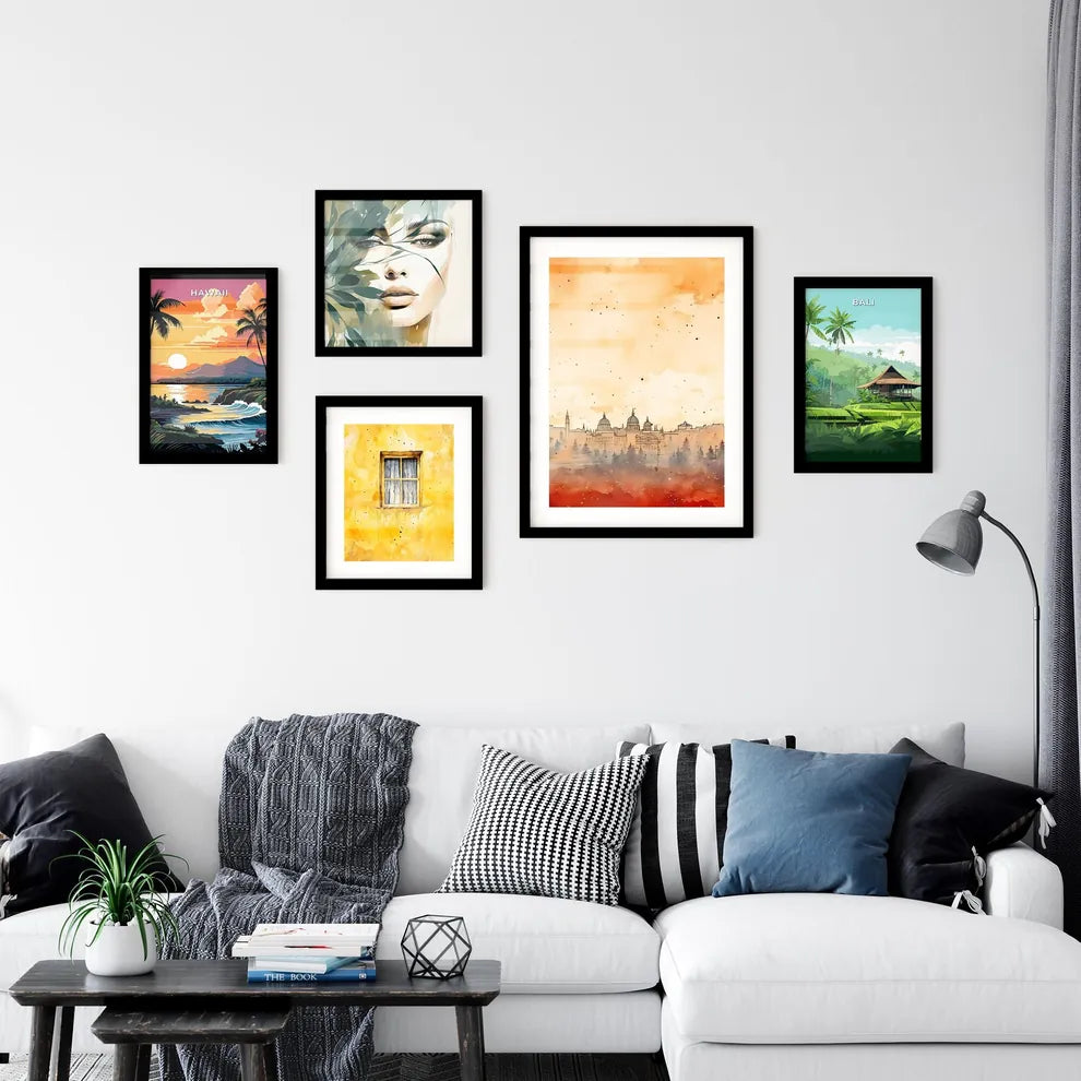 A Poster of minimal christmas background - A Watercolor Of A City Interior Design