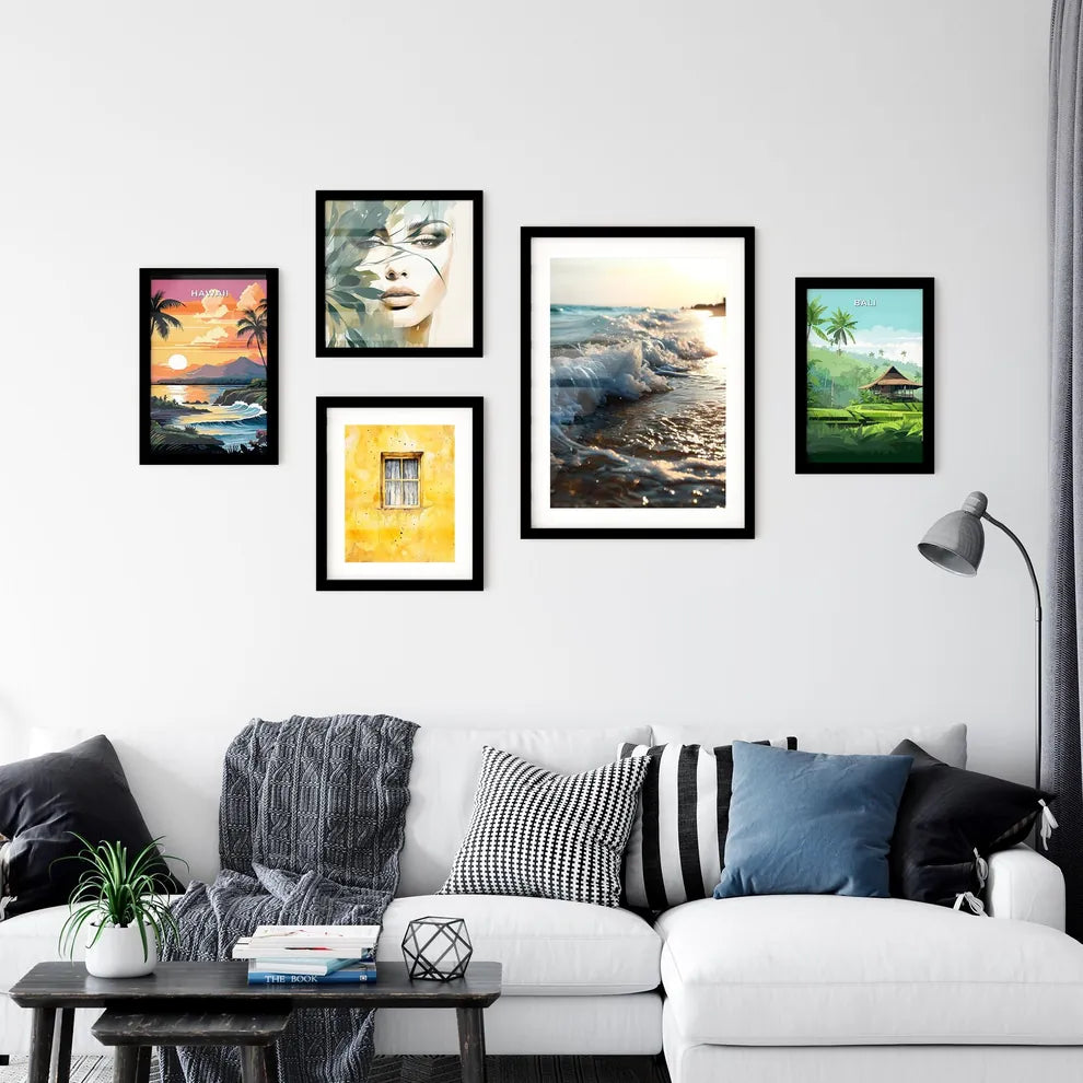 A Poster of sunset kissing the shimmering oc Wall Art